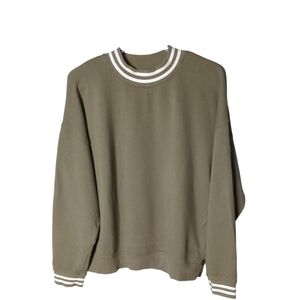 Madewell Olive Sweatshirt with Striped Collar
